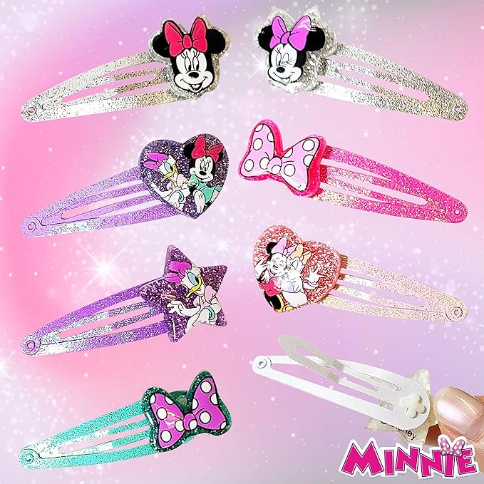 Disney Minnie Kids Hair Clips for Girls Snap Clips 8 Pack Multi Color Ages 3+