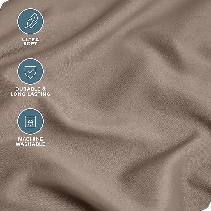 Bare Home Microfiber Bulk Pillow Cases - Standard/Queen Size Set of 4 - Cooling Pillowcases - Double Brushed - Taupe Pillowcases 4 Pack - Easy Care (Standard - 4 Pack, Taupe)