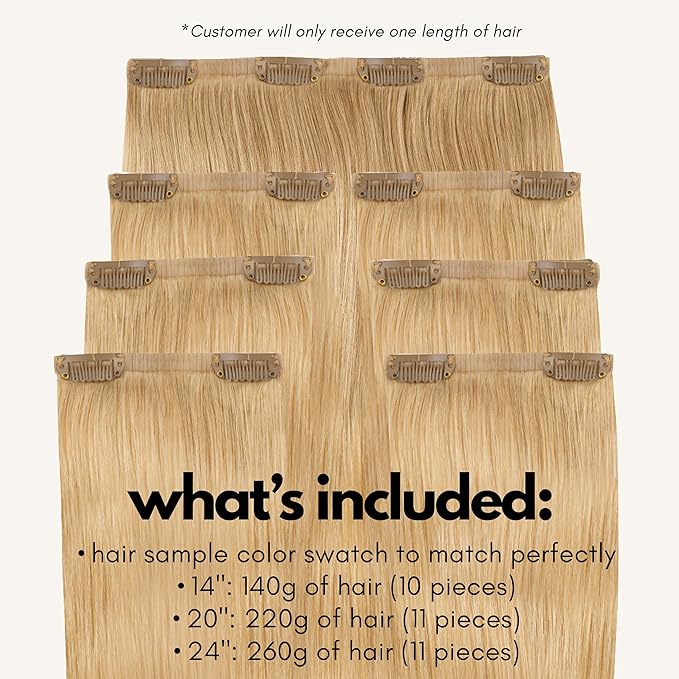 Irresistible Me Real Human Hair Extensions Clip Ins – 100% Human Hair Clip In Extensions for Length & Volume – Invisible Extension – Heat Resistant & Dyeable – Honey Blonde, 24 Inches