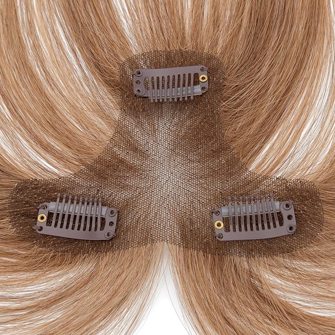 Benehair Clip in Bangs 100% Real Human Hair Extensions 360° Cover Clip on 3D Wispy Bangs for Women Topper Hairpieces for Women Light Brown