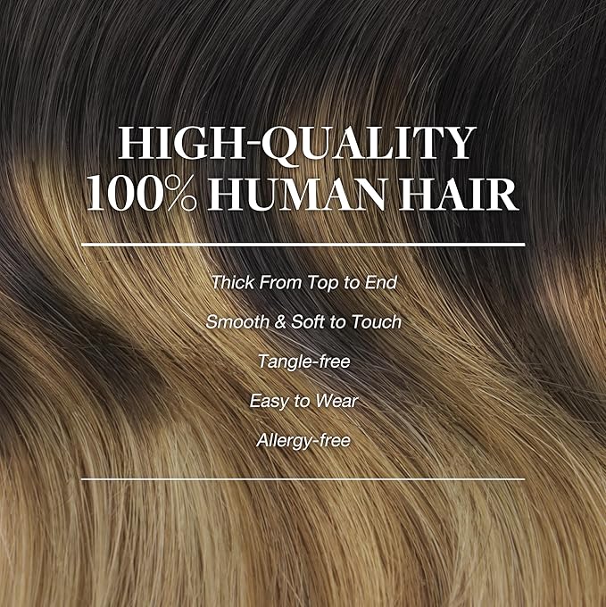 GOO GOO Clip in Hair Extensions Real Human Hair, Remy Human Hair Extensions Clip ins for Women, Natural Human Hair, 14inch 120g 7Pcs, 2/6/18 Balayage Brown to Dirty Blonde