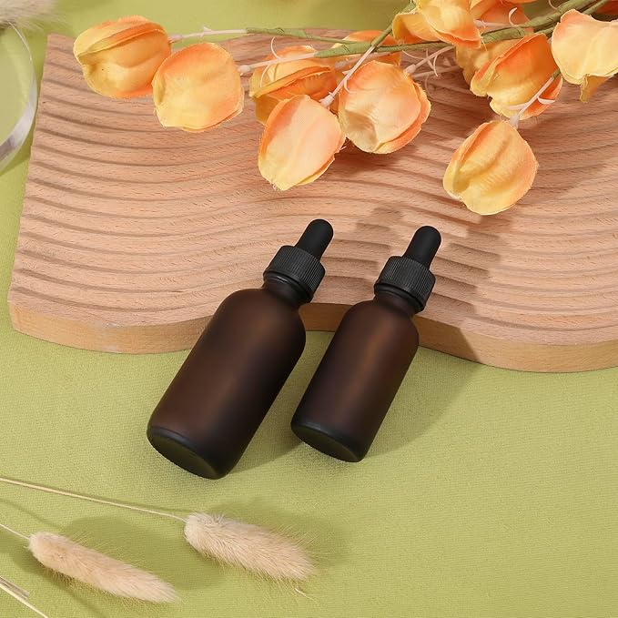 24 Pack,1oz Glass Dropper Bottle, Amber Tincture Bottles with Dropper, Pretty Finish for All Kinds of Liquids,Oil Bottles for Hair- Stronger Suction ideal for Leakproof Travel