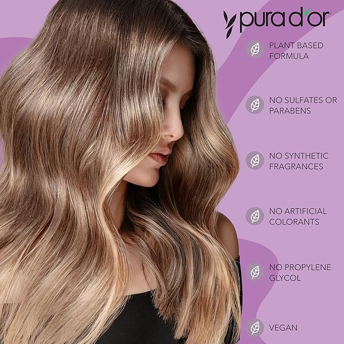 PURA D'OR 16 Oz Apple Cider Vinegar Thin2Thick Conditioner - Biotin, Keratin, Caffeine, Castor Oil & Key Active Ingredients for All Hair Types, Men & Women