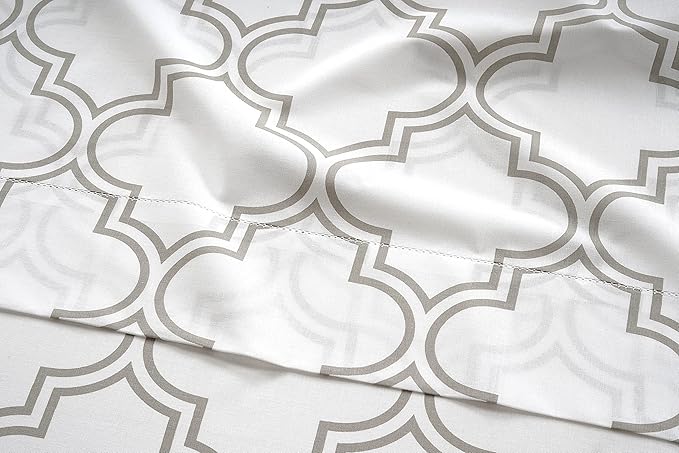 LANE LINEN 100% Organic Cotton King Size Pillow Cases Set of 2 (20"x36") - Pillow Cases King Size, Organic Cotton Pillowcases, King Size Pillow Case Set, King Pillow Cases Set of 2 - Trellis Silver