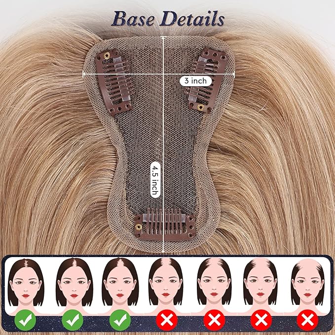 starluck Real Human Hair Toppers for Women 10 Inch Human Hair Topper no Bangs, 3 * 4.5 inches Swiss Base Suitable for ThinningHair Cover Grey Roots(4T10/16#)