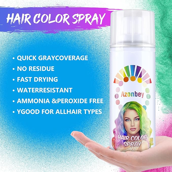 Halloween Hair Spray,Temporary Hair Color Spray for Women Kids Men,Washable Hairspray,Colored Hair Spray,Color Hairspray for Halloween,Party,Cosplay,Christmas Day (Blue)
