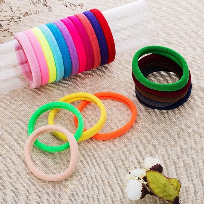 EBOOT 20 Pieces Large Stretchy Hair Ties Elastic Braids Bands Ponytail Holders Headband for Thick Heavy and Curly Hair School Home(5 cm in Diameter, 1 cm in Width,Multicolor)