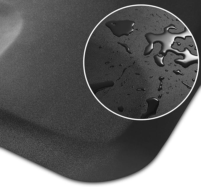 Saloniture 3 ft. x 5 ft. Salon & Barber Shop Chair Anti-Fatigue Floor Mat - Black Semi Circle - 1/2 in. Thick