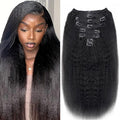 Kinky Straight Clip in Hair Extensions Real Human hair For Women Brazilian Virgin Clip ins Human Hair Extensions 8 pcs 120g/pack(30inch,#1B)