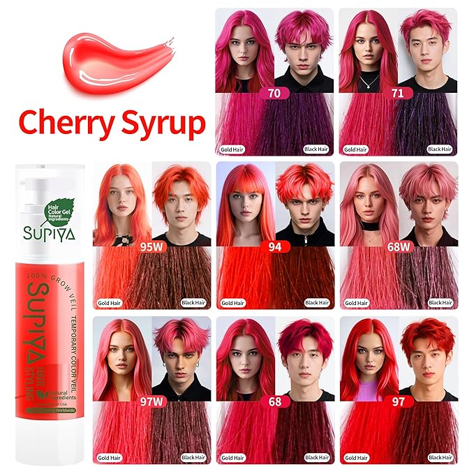 Temporary Hair Color Gel, Red Hair Dye Color Gel Washable Natural Instant Hair Color Wax for DIY Hairstyle for Kids Men Women(Color #71)