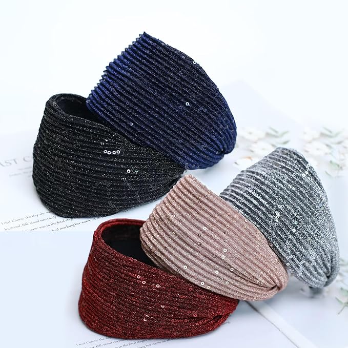 DORIS&JACKY Fashion 2.5 Inch Wide Lace Headbands Elastic Hairbands With Teeth Headwear Accessories For Women And Girls (Pattern 6-5PCS)
