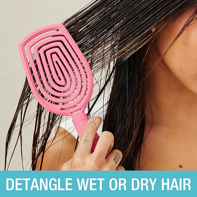 Conair Scalp Care Detangling hairbrush - Curly Hair Brush - Scalp Massager - hairbrushes for women & men - detangler for all lengths and types - can use wet or dry - Pink Pulse