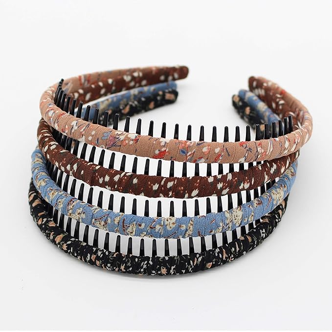 Fashion floral teeth Headbands comb Hair Accessories Non-slip Hair bands Soft Comfy Hair Hoop for Women/Girl(4 color)