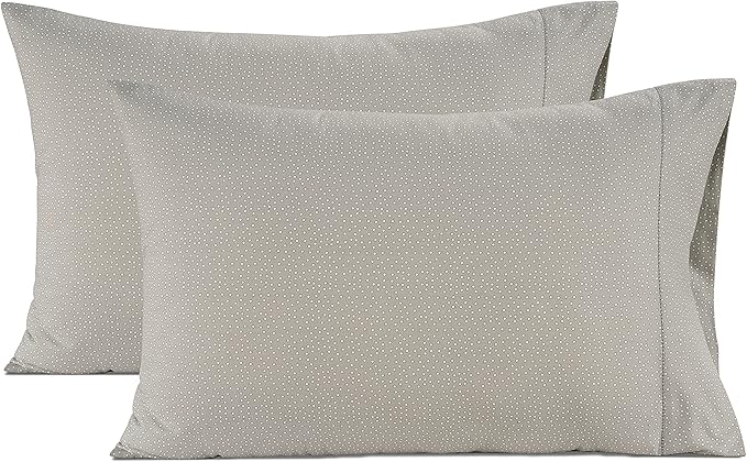 LANE LINEN Organic Cotton Polka Dot Pillow Cases Set of 2 (20"x26") - Standard Size - Snowdrop