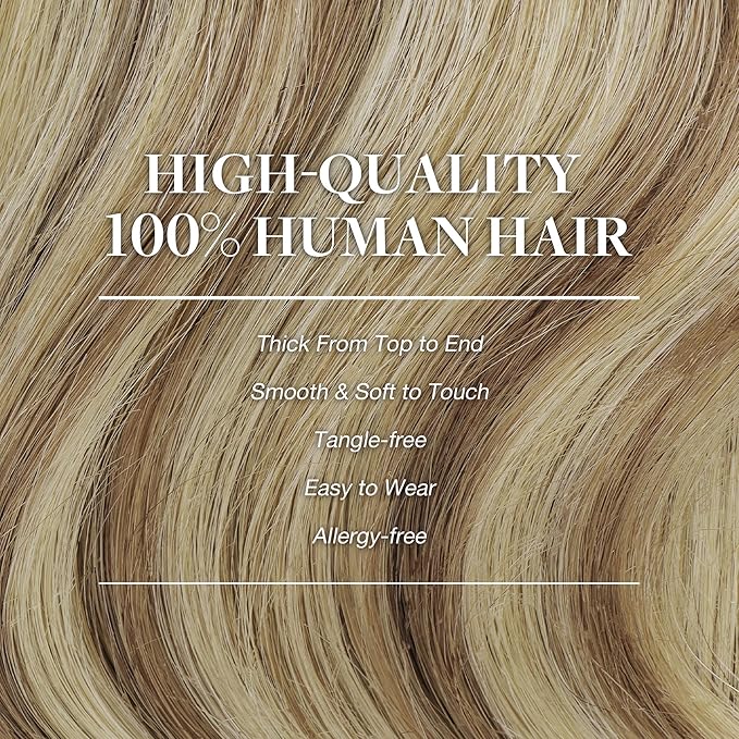 GOO GOO Clip in Hair Extensions Real Human Hair, Remy Human Hair Extensions Clip ins for Women, Natural Human Hair, 24 Inch 170g 7Pcs, 8A/22 Medium Brown Highlighted Golden Blonde