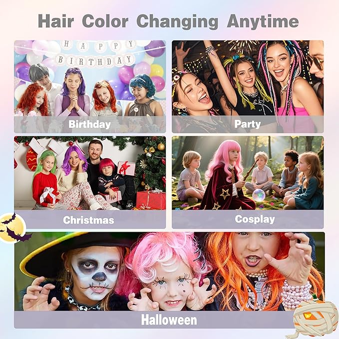 White Temporary Hair Color Spray for Kids, Silver Instant Colored Hair Dye Alternative for Boys Girls Men Women, Quick Styling for Party Christmas Halloween, Disposable Washable, 150ml