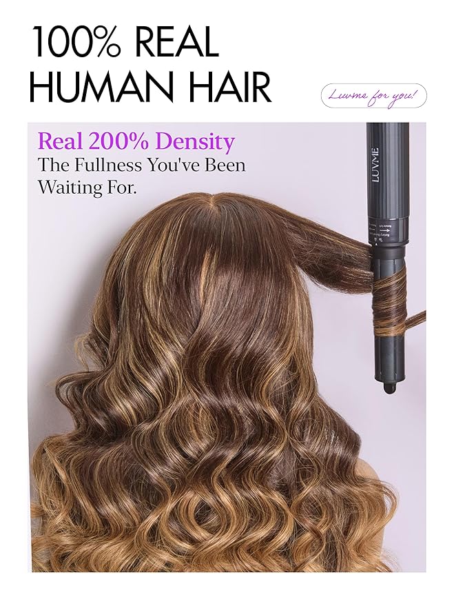 LUVME HAIR 7x6 HD Lace All-Day Comfort Wig with Bangs 200% Density Hair Lace Wigs Ombre Blonde Highlight Loose Body Wave Lace Front Wigs Human Hair Pre Cut Plucked Glueless 22 Inches
