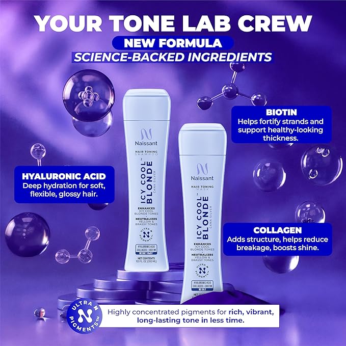 naissant Icy Cool Purple Toning Mask | Ultra High-Purity Pigments | Neutralizes Yellow & Brassy Tones | Hyaluronic Acid, Collagen & Biotin | Paraben, Ammonia & Sulfate Free | 10.1 Fl. Oz