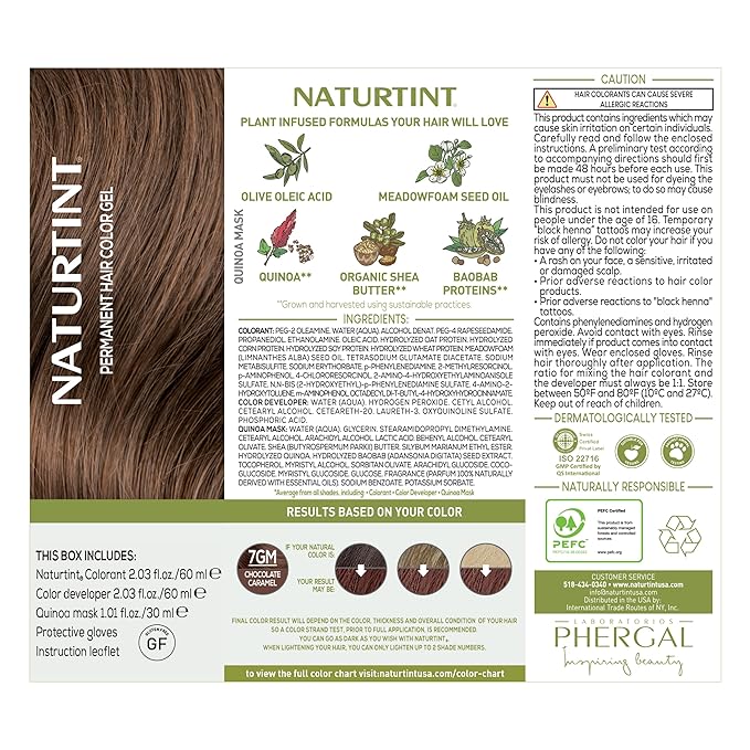 Naturtint 7GM Chocolate Caramel Permanent Hair Color (Pack of 1), Ammonia Free, Vegan, Cruelty Free, up to 100% Gray Coverage, Long Lasting Results (Packaging may vary)