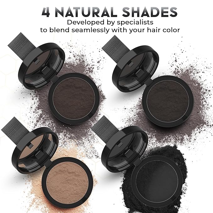 ELEVATE Hair Line Powder Instantly Conceal Hair Loss for Thinning Areas - Shadow Makeup - Root Cover Touch Up with Puff Touch - Instant Gray Coverage for Men and Women (Black)
