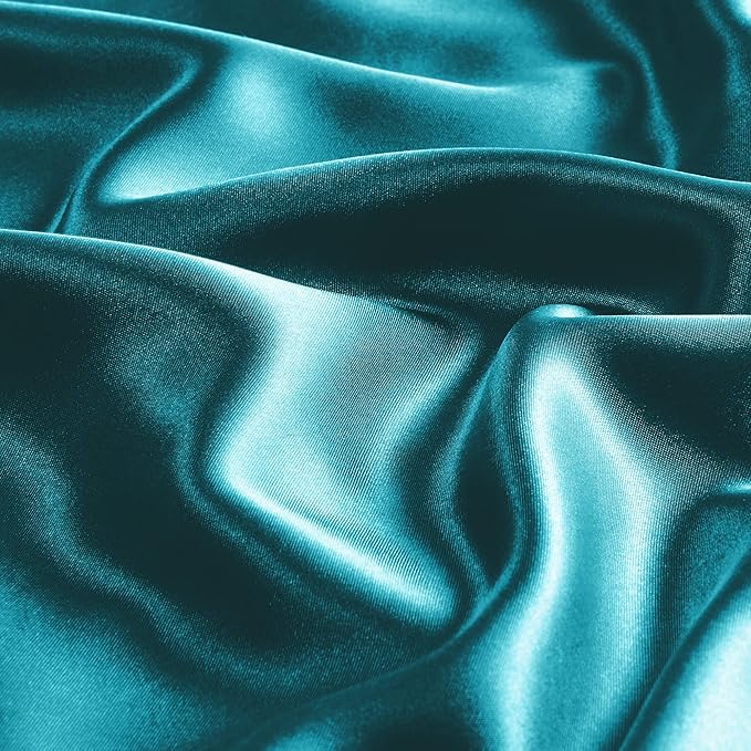 BEDELITE Satin Pillowcase with Zipper, Teal King Size Pillow Cases Set of 2, Super Soft and Cooling Similar to Silk Pillow Cases, Gift for Women Men(20x36 Inches)