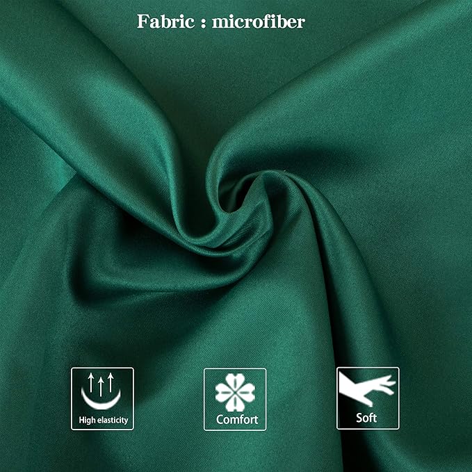NTBAY Zippered Satin Pillow Cases for Hair and Skin, Luxury Queen Hidden Zipper Pillowcases Set of 2, 20x30 Inches, Dark Green