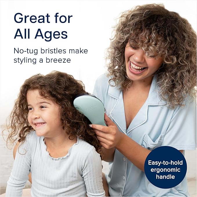 Crave Naturals Glide Thru Hair Brush - 2 Pack Detangler Brush for Curly, Straight, Wet or Dry Hair - Gentle Detangling Brushes for Adults, Kids, Toddlers, 7.5"x3" - Coral and Turquoise