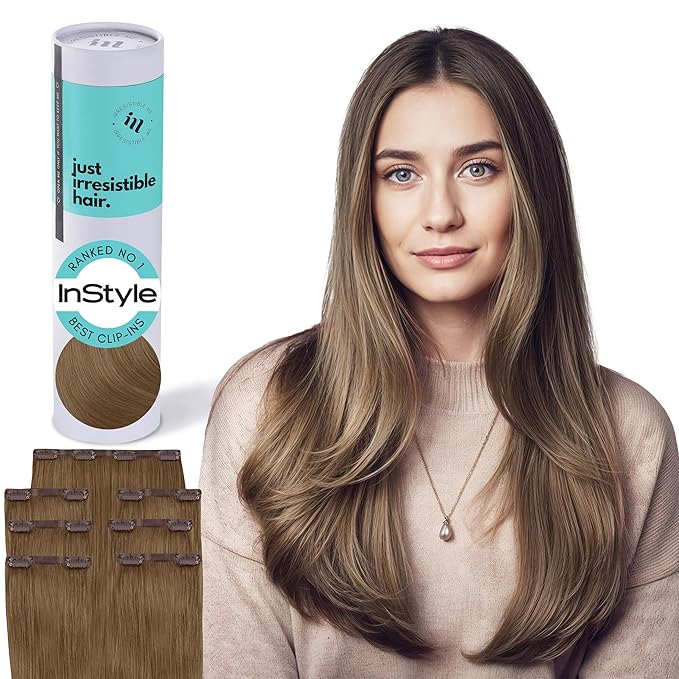 Irresistible Me Real Human Hair Extensions Clip Ins – 100% Human Hair Clip In Extensions for Length & Volume – Invisible Extension – Heat Resistant & Dyeable – Dark Blonde, 24 Inches