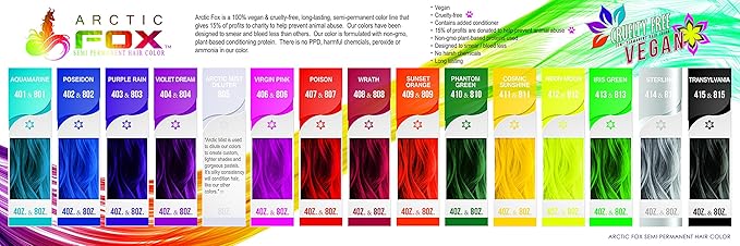 ARCTIC FOX Vegan and Cruelty-Free Semi-Permanent Hair Color Dye (4 Fl Oz, POISON)