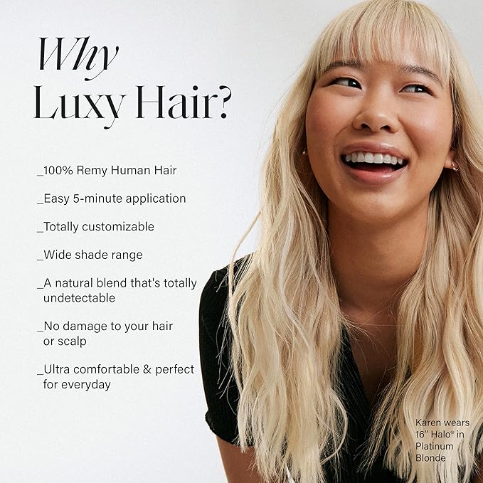 Luxy 100% Remy Human Hair – Halo Clip-In Hair Extensions –Natural Looking Volume & Length - One-Piece - Easy 5-Min Application 150 grams 12" Ash Brown Highlights