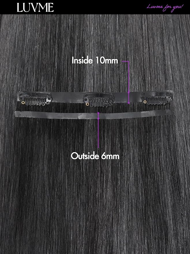 LUVME Silky Straight Seamless 2 Pack 220g 14Pcs Clip in Hair Extensions Full Max with 14inch Remy Human Hair Extensions, Natural Black 100% Real Soft Hair