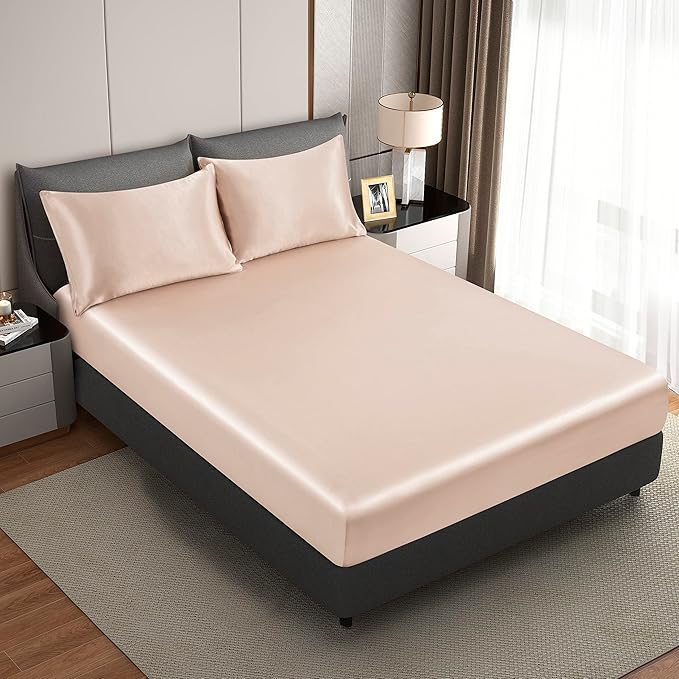 Taupe King Size Satin Pillowcase Set of 2 for Hair and Skin,Taupe Silk Pillowcase Breathable Pillowcase with Envelope Closure