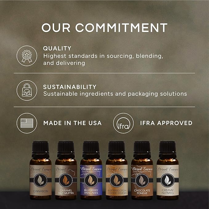 Eternal Essence Oils Sweet Set of 6 Premium Fragrance Oils - Includes Bubble Gum, Orange Creamsicle, Peaches & Cream, Blue Cotton Candy, Oatmeal Cookie Dough, and. Chocolate Scented Oils - 10ML