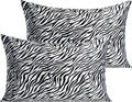 NTBAY 2 Pack Satin Queen Pillowcases for Hair and Skin, Luxurious and Silky Zebra Printed Pillow Cases with Envelope Closure, 20x30 Inches, Black and White