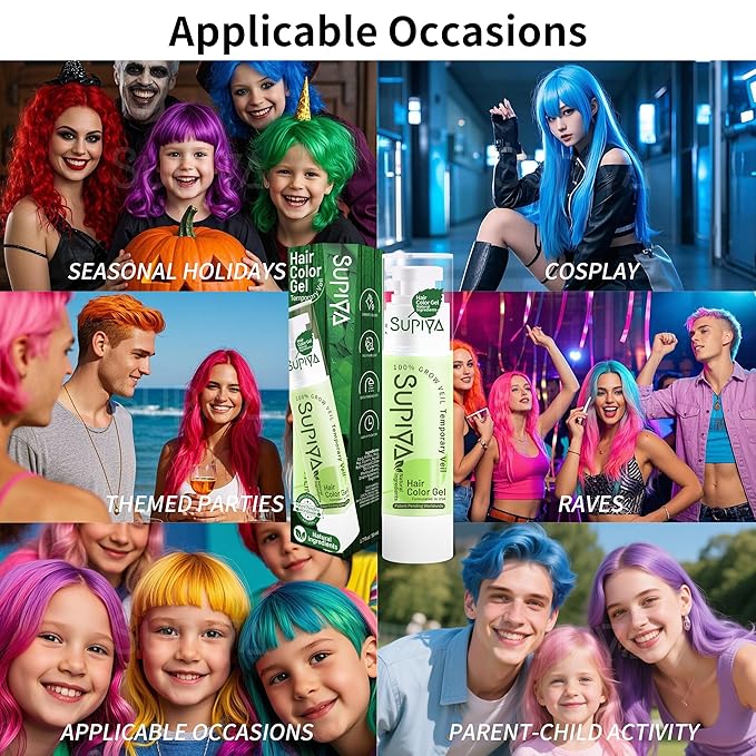 Temporary Hair Color Gel, Blue Hair Dye Color Gel Washable Natural Instant Hair Color Wax for DIY Hairstyle for Kids Men Women(Color #10W)