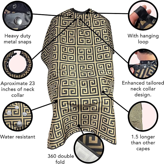 Allegro Combs Cutting Capes Adjustable 46X60 In. One-Size-Fits-All Stainless Steel Snap Buttons