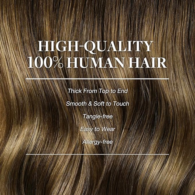 GOO GOO Clip in Hair Extensions Real Human Hair, Remy Human Hair Extensions Clip ins for Women, Natural Human Hair, 22inch 220g 9Pcs, #4/27/4 Balayage Chocolate Brown to Caramel Blonde