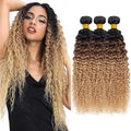 Honey Blonde Bundles Human Hair Ombre Blonde Curly Bundles 18 20 22 Inch Double Weft 3 Tone Brown and Blonde Bundle Niegmeag Brazilian Virgin Remy Hair Extensions