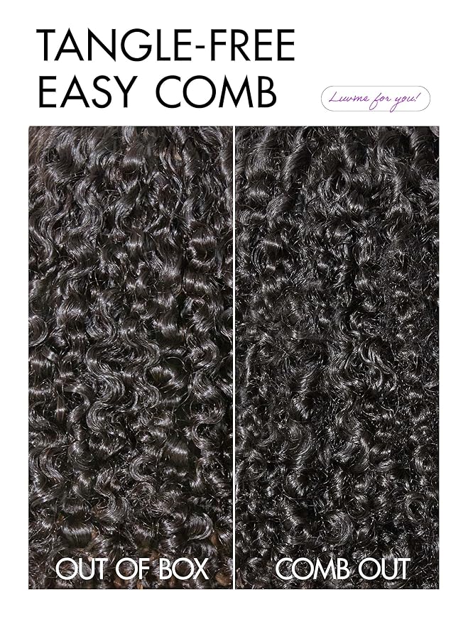 LUVME HAIR 7x6 HD Lace All-Day Comfort Wig Burmese Messy Curly PartingMax Lace Wigs Lace Front Wigs Human Hair Pre Cut Plucked Lace Frontal Glueless 20 Inches Natural Black Color
