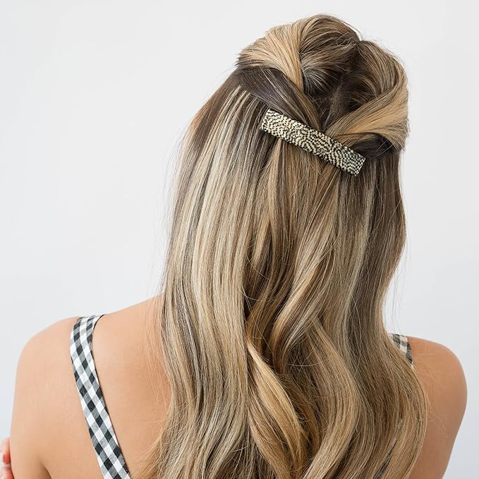 Silver Hair Barrette for Thin Hair, Classic Rectangle French Barrette for Women, Lightweight and Comfortable, Strong Hold, Opera Silver | France Luxe