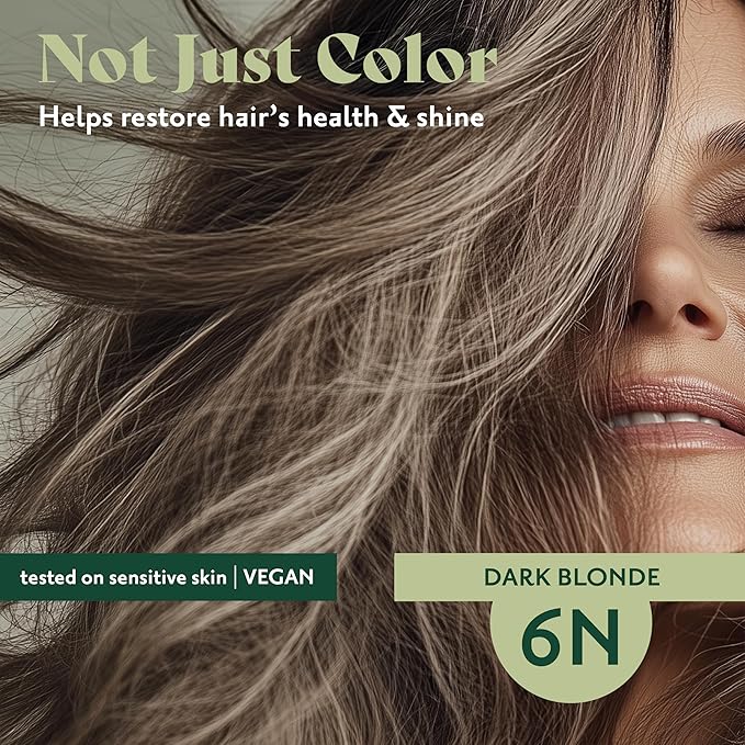 Herbatint Permanent Hair Dye - 6N Dark Blonde - For Up To 100% Gray Coverage of Resistant Gray Hair - Ammonia-Free, Alcohol-Free & Vegan - Salon Influenced Hair Color 5.75 fl oz (2 Pack)
