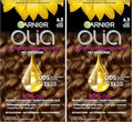 Garnier Hair Color Olia Ammonia-Free Brilliant Color Oil-Rich Permanent Hair Dye, 6.3 Light Golden Brown, 1 Count (Packaging May Vary) (Pack of 2)