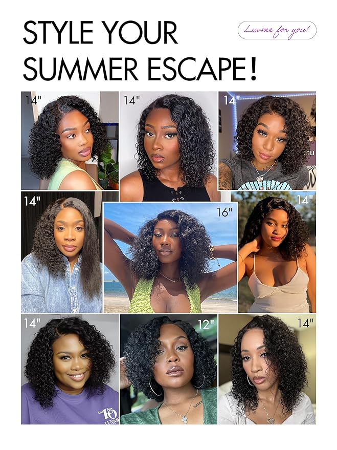 LUVME HAIR Wet and Wavy 5x5 Closure Water Wave Short Curly Bob Glueless Wigs Human Hair Pre Plucked Pre Cut Lace Side Part 100% Human Hair Wig 12 Inches