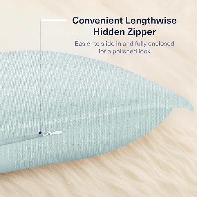 Kickoff Viscose Bamboo Pillowcase, Queen, Set of 2, 100% Organic Hidden Zippered Viscose Bamboo Pillow Case Queen Size, Cooling Pillow Cover for Hot Sleepers (20"x30" Coastal Blue)