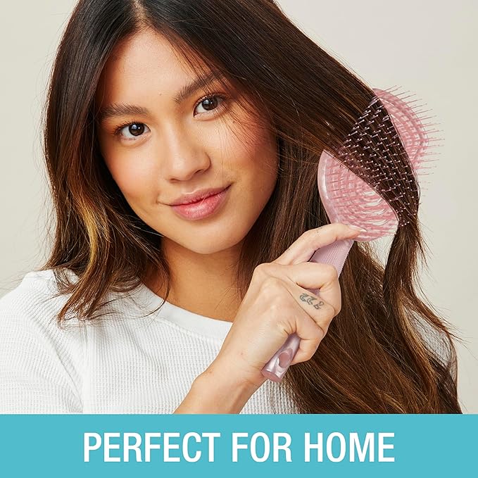 Conair Scalp Care Detangling hairbrush 2pk - Fullsize +Travel Hair Brush - Scalp Massager - hairbrushes for women & men - stocking stuffer - detangler for all lengths and types - Blush Pink