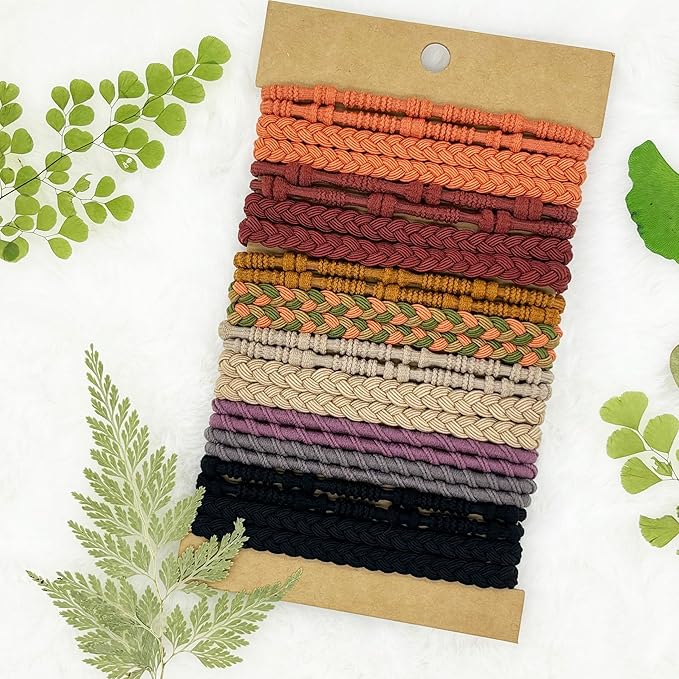 Hair Ties for Thick & Thin Hair, Elastic Hair Bands for Women Sleep, Sports, Ponytail Holder No Damage| Boho Bracelets Hair Accessories-24 pcs