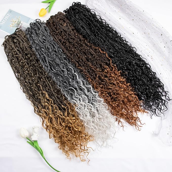 Drawstring Ponytail for Women 18 inch Boho Box Braids with Long Wavy Hair Clip in Ponytail Extension Synthetic Hair Extensions Ponytail for Daily Use (T1B/30#, 18 Inch)