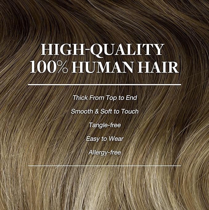 GOO GOO Clip in Hair Extensions Real Human Hair, Remy Human Hair Extensions Clip ins for Women, Natural Human Hair, 20inch 150g 9Pcs, 3/8/613 Balayage Walnut Brown to Ash Brown and Bleach Blonde