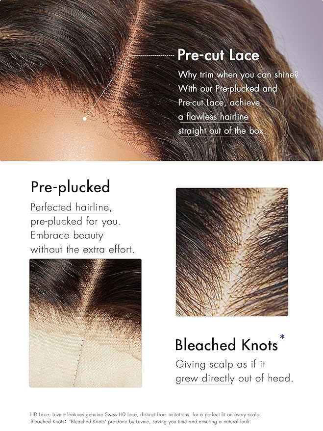 LUVME HAIR 18 Inch Highlight Brown Curly Lace Front Wig Human Hair Pre Cut Lace Glueless 5X5 Closure Wig Pre Plucked For Women 180 Density