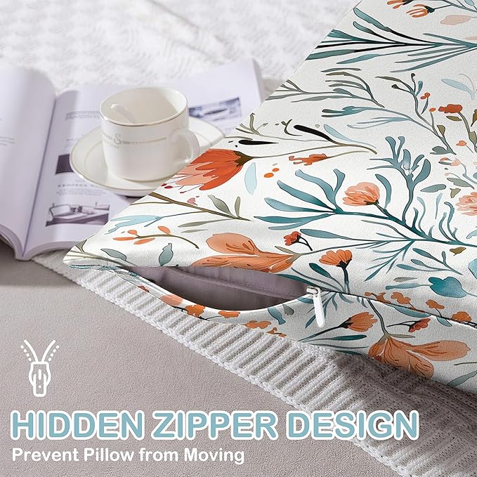 Satin Pillowcase 1 Pack-Watercolor Flowers Small Floral Silky Pillow Cover for Hair and Skin,Standard Size 20x26 Inch Soft Cooling Printed Pillow Cases with Hidden Zipper,Gifts for Women Men